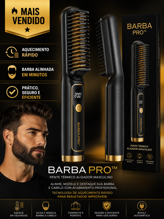 Barba Pro™ | Pente Térmico Alisador para Barba e Cabelo Masculino