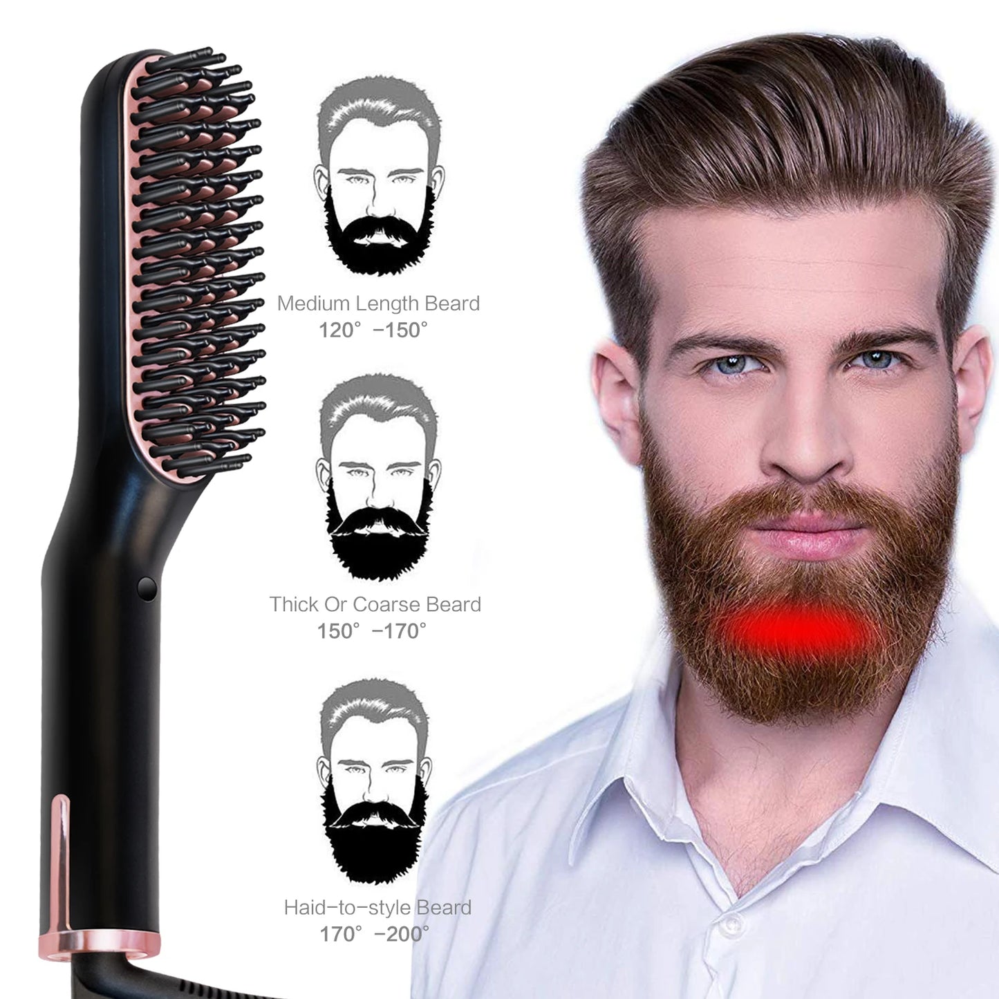 Barba Pro™ | Pente Térmico Alisador para Barba e Cabelo Masculino